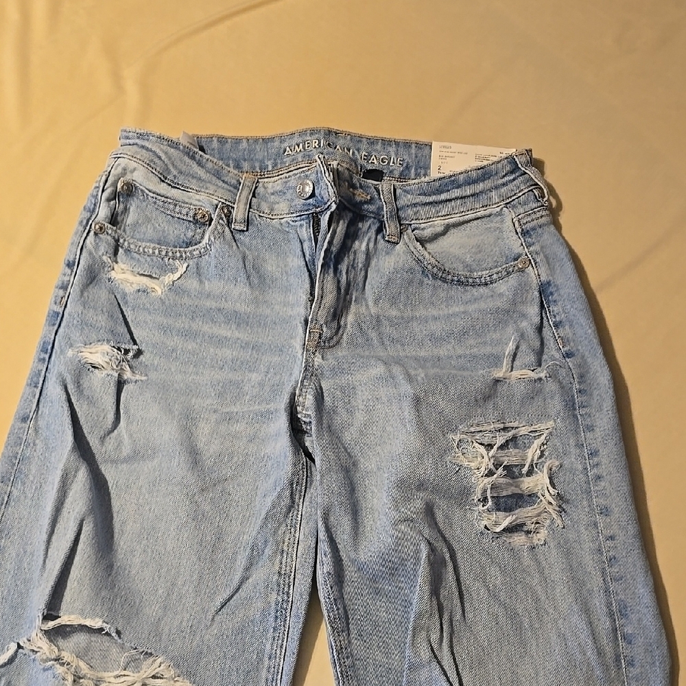 American Eagle Outfitters Light Blue Boyfriend Jeans Distressed